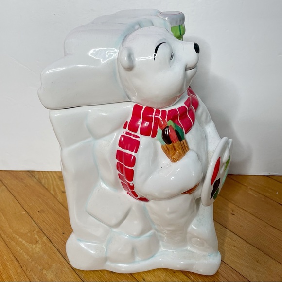 2000 COCA-COLA COKE WORK OF ART POLAR BEAR GIBSON CERAMIC COOKIE JAR - Picture 4 of 11